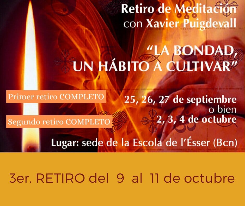 LOS DOS PRIMEROS RETIROS YA ESTÁN COMPLETOS por lo que se abre uno nuevo del 9 al 11 de Octubre.